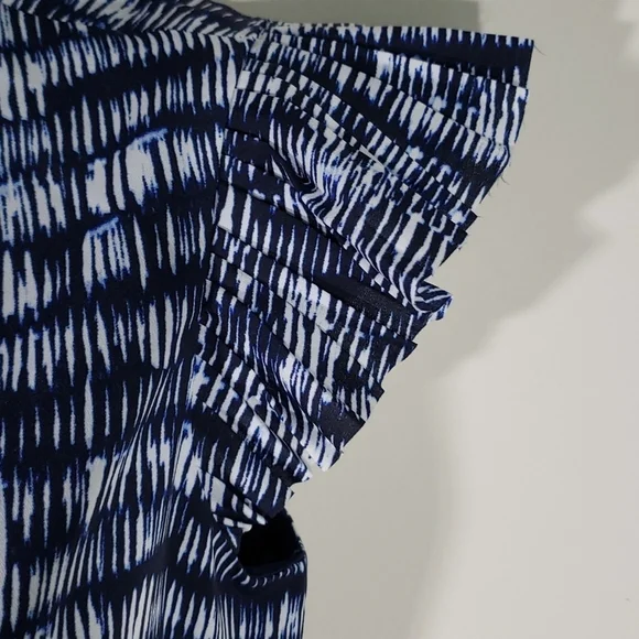 Banana Republic Blue/ White Dress w Pleats, Sz 0 - Picture 4 of 8